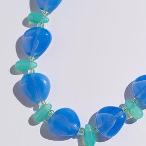 Handgemachte Bunte Glas Perlen Choker Halskette: Opal Blau & Grün Bild 6