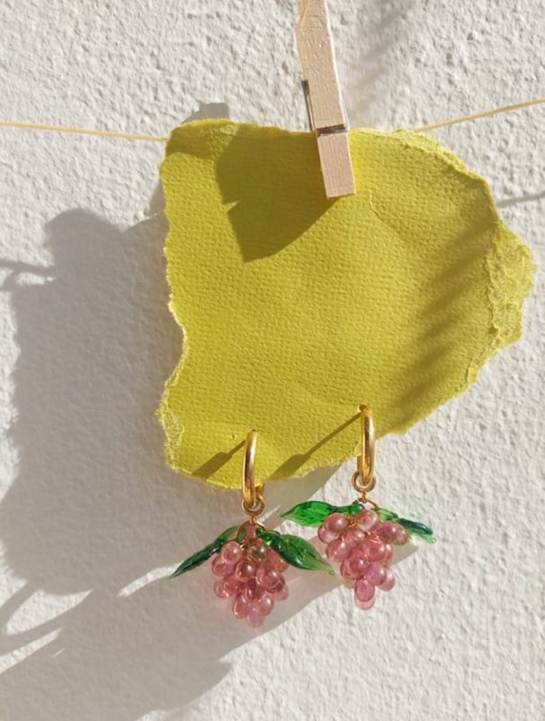 Handmade Grape Earrings Glass Drop Earrings Fruit Earrings Etsy