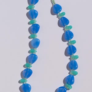 Handgemachte Bunte Glas Perlen Choker Halskette: Opal Blau & Grün Bild 5