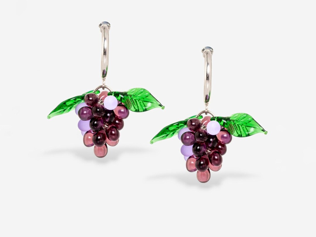 DAYLINLOVE Orecchini A Bottone Uva In Argento Sterling 925, Gioiello A Forma Di Grappolo Viola, Regalo Per Donne E Amanti Della Frutta