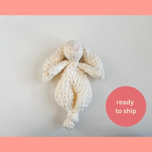 Bunny Blankie | Ready to Ship | Bunny Snuggler | Bunny Baby Lovey | Bunny Plushie | Crochet Bunny Stuffie | Baby Shower Gift | Nursery Decor