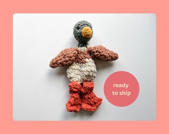 Crochet Duck Snuggler: Mallard Plush Lovey, Woodland Nursery Decor