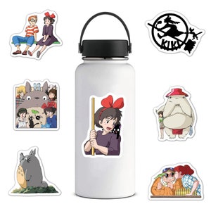 May include: A set of 10 stickers featuring characters from the animated film Kiki's Delivery Service. The stickers feature Kiki, Jiji, the cat, and other characters from the film. The stickers are printed on high-quality vinyl and are waterproof and durable.