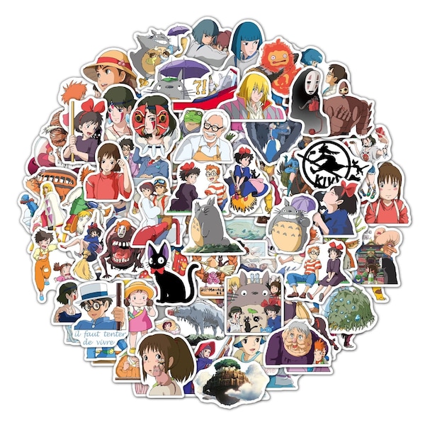 50 Studio Ghibli Stickers, stickers for water bottles, laptop stickers, hydroflask stickers, sticker pack