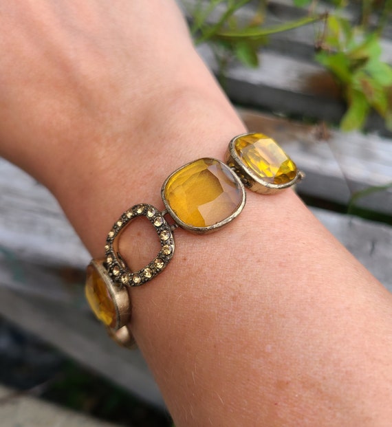 MONET Faux Amber Geometric Bracelet, Boho Bracelet - image 1