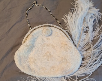 Alluring Vintage 1950s Joseph Hand Beaded Evening Bag, Bridal bag