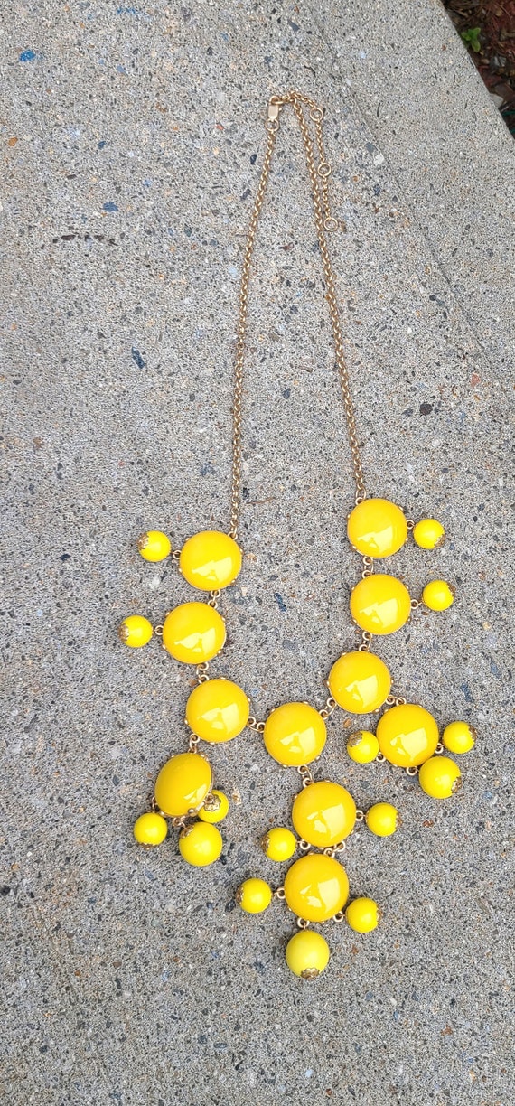 Bright Yellow Vintage Statement Bubble Necklace - image 8