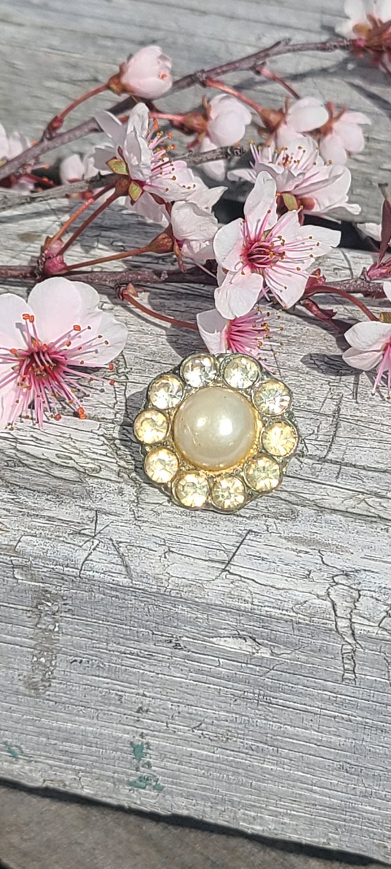 Fantastic Vintage Tie Tack, Diamond And Pearl Gem 