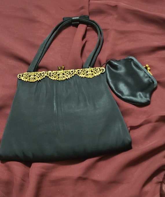 Sweet Vintage After Five Black Top Handle Bag