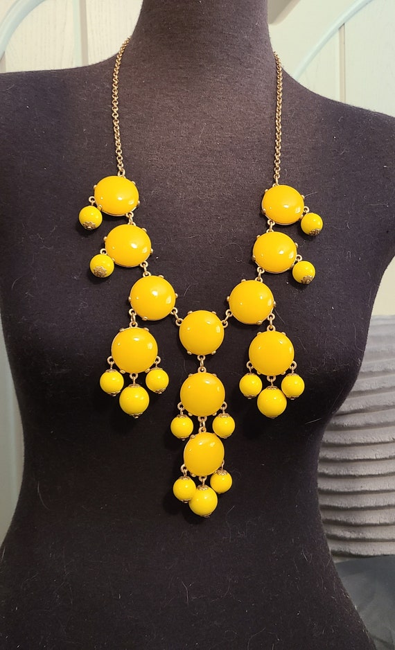 Bright Yellow Vintage Statement Bubble Necklace - image 2