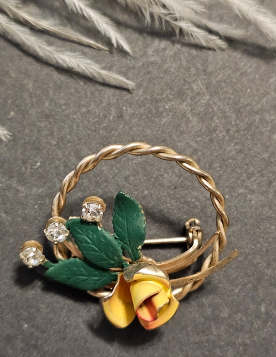 Lovely Vintage 1950's Floral Brooch - image 9