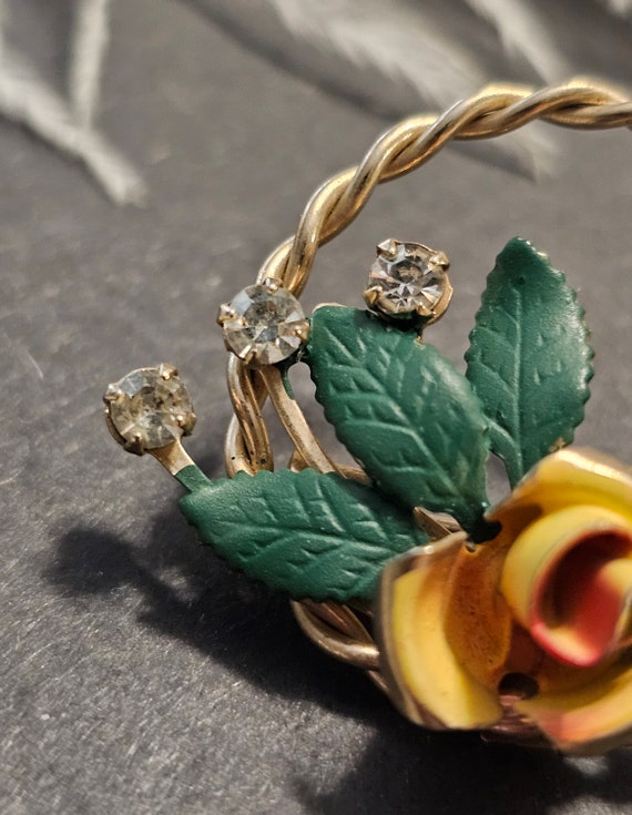 Lovely Vintage 1950's Floral Brooch - image 5