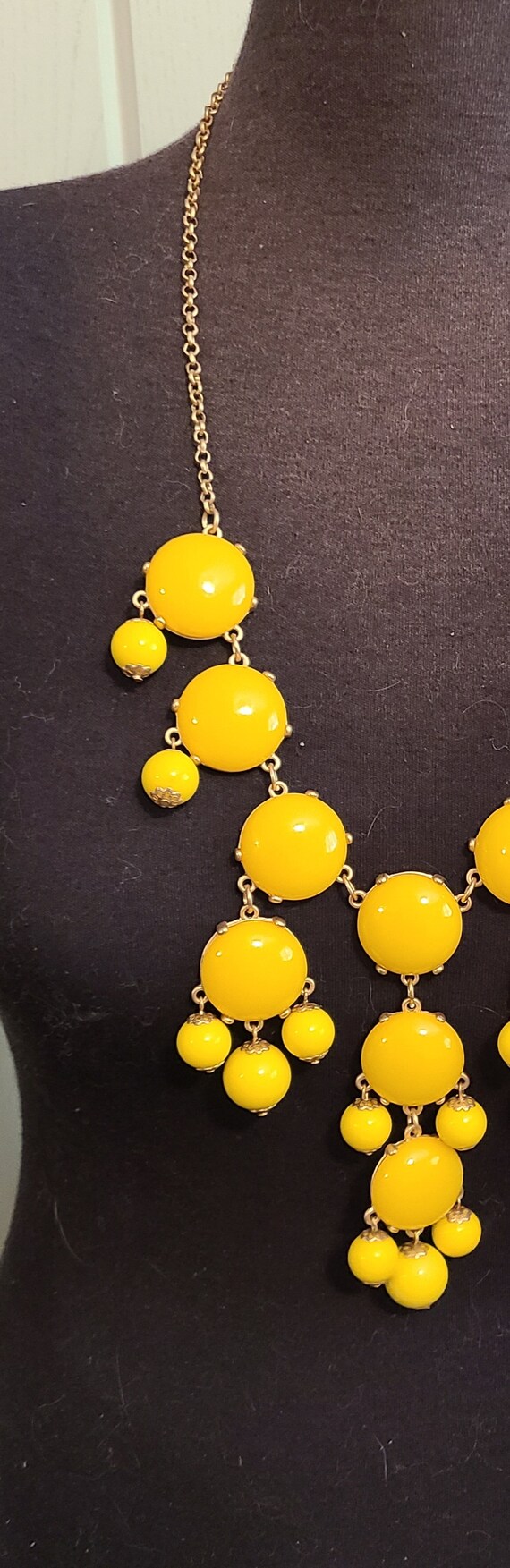 Bright Yellow Vintage Statement Bubble Necklace - image 4