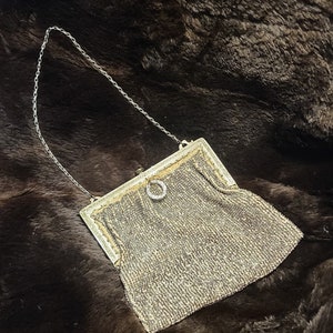 Vintage Metal Mesh Evening Bag, Wristlet With Handle