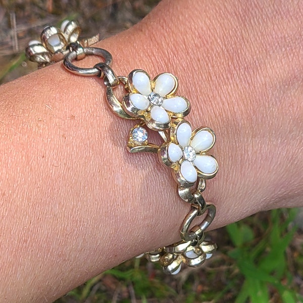 Rare Signed Coro Pegasus Vintage Floral Bracelet, Bridal Jewelry, Bride Bracelet