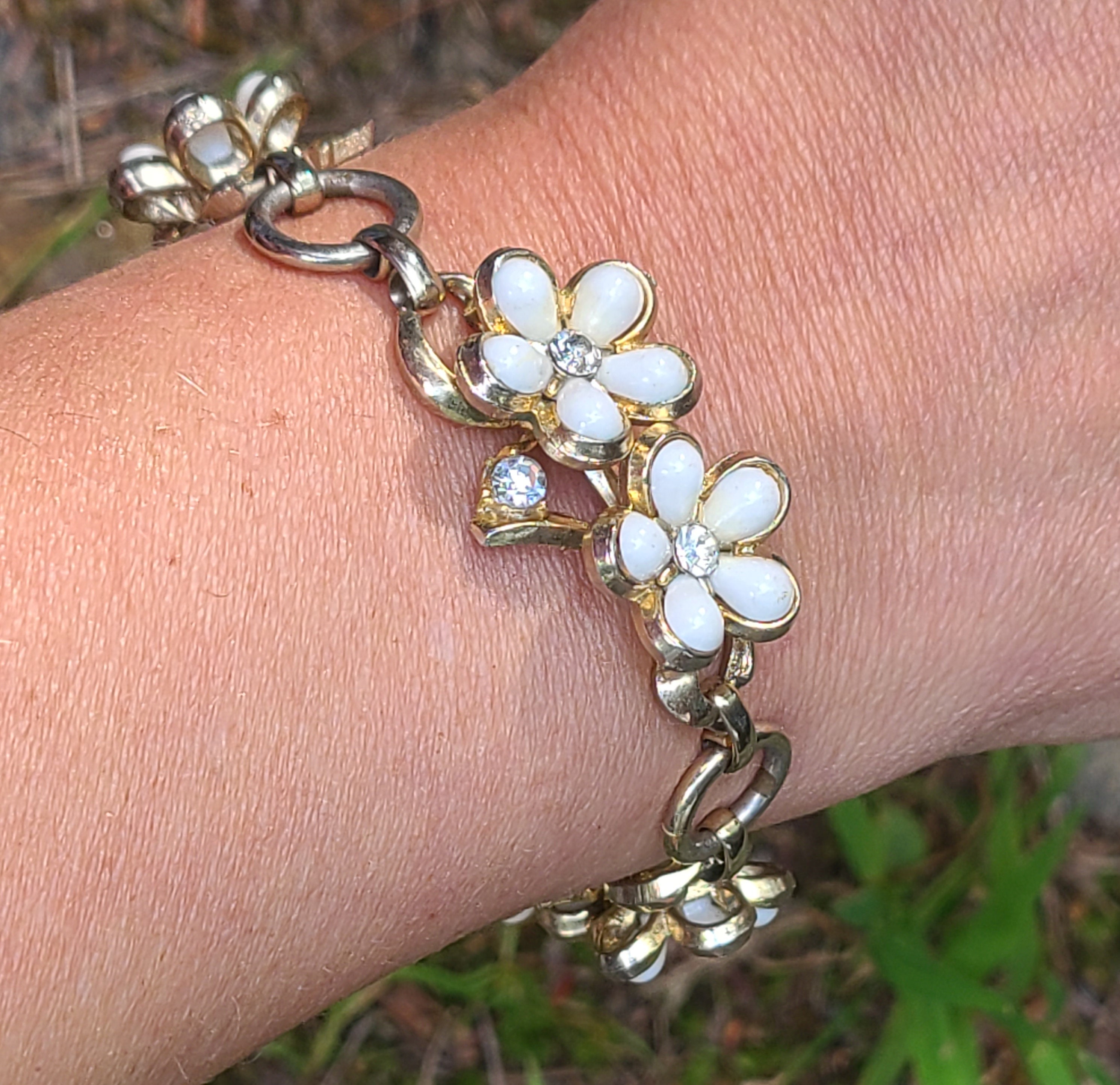 Rare Signed Coro Pegasus Vintage Floral Bracelet Bridal Jewelry