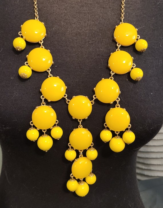 Bright Yellow Vintage Statement Bubble Necklace - image 3