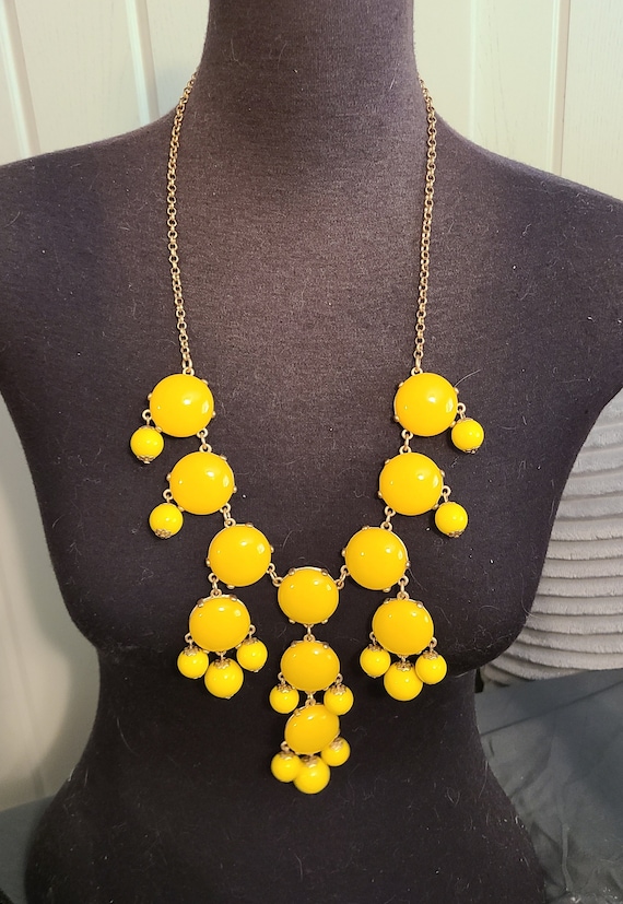Bright Yellow Vintage Statement Bubble Necklace - image 1