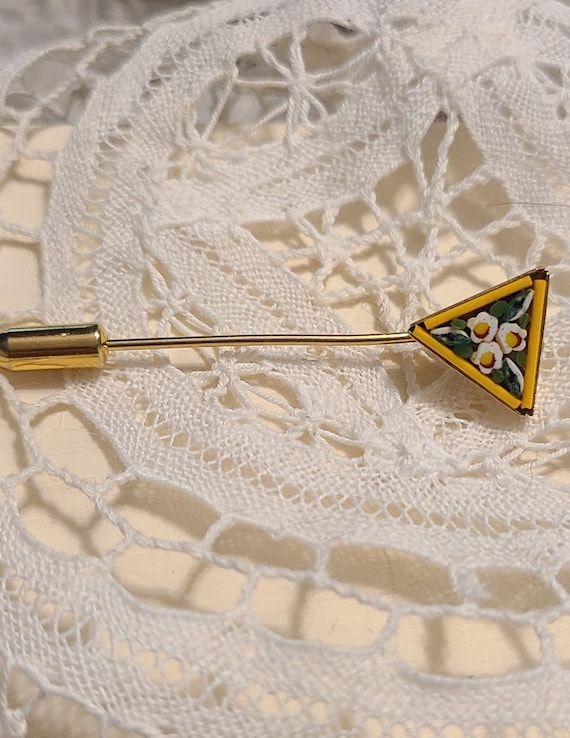 Floral Vintage Italian Mosaic Stick Pin.