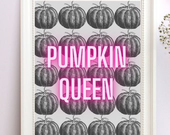 Pumpkin Queen Halloween Printable Wall Art, October Room Decor, Digital Download Print.