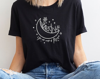 Damen T-Shirt mit Boho Mond mystical spirituell floral / Made of Magic Mondschein Grafikshirt celestial Vintage Affirmation minimalistisch
