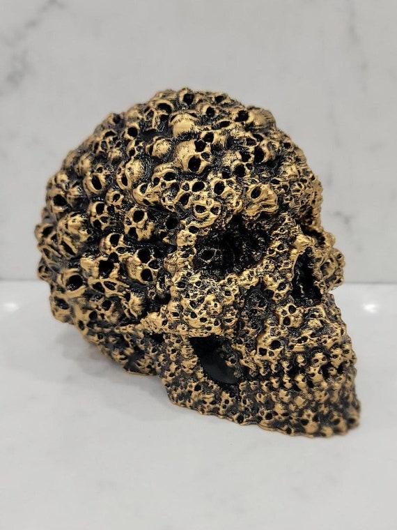 Skull Of Skulls Zuckerschädel Filigraner Totenkopf Schwarz Gold Totenkopf  Handbemalen Totenkopf Deko Gothic Totenkopf Geschenk Wohnkultur 3D Kunst -  .de