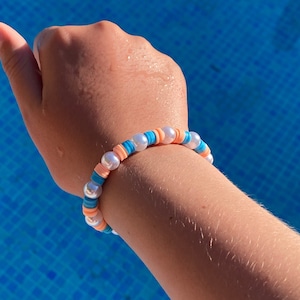 Bracelet Blue And Orange Clay Bead Bracelet Mother Bracelet Holiday Bracelet Teenager Bracelet