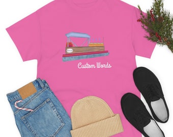 Pontoon Girl® - Pontoon Boat T Shirt - Customize with Boat Name or Captain Name Great Boating Gift - Unisex Heavy Cotton Tee - Nautical Lov