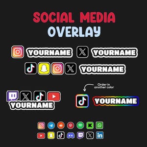 Custom Social Media Overlay | Stream Overlay Panels | YouTube, Kick & Discord Username Display