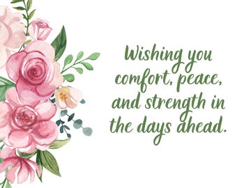 Comfort and Peace Sympathy Card – Printable Floral Grief Support – Digital Download