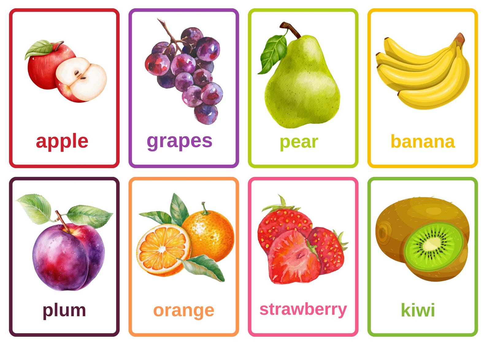 Tarjetas didácticas de frutas para niños imprimibles - Etsy México