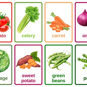 Cartes-éclair imprimables sur les légumes et les fines herbes