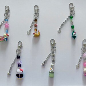cute gotochi japanese kitty beaded keychains y2k cottagecore kawaii gift couple best friend character vintage