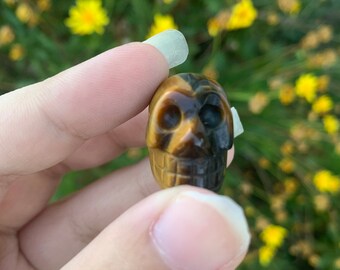 タイガーアイの頭蓋骨の彫刻 - Etsy 日本