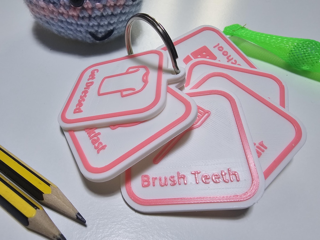 Morning Routine Visual Tags – Kids Daily Schedule Keyring for Autism ...