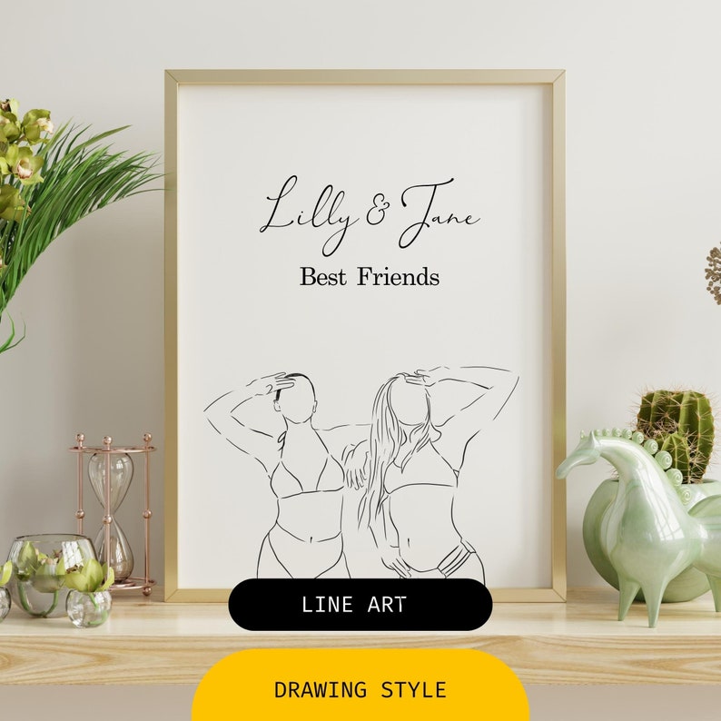 Custom Sister or Best Friends Gifts, Family Best Friend, Sister, Friendship gift for her, Personalized unique gifts, Bestie gift for her Line Art