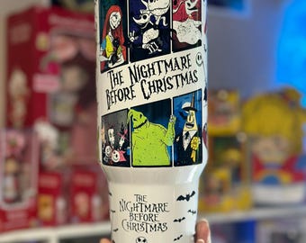 40oz Nightmare Gang Stainless Steel Tumbler Spooky NBC Tumbler Christmas Nightmare Tumbler Bone Daddy Tumbler