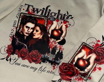 Edward And Bella Lion and Lamb Crewneck Sweat With Sleeve Accent Sparkly Vampire Sweat 2000s Vampire Trilogy