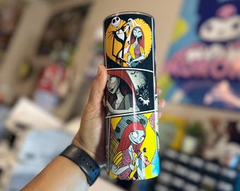20oz Bone Daddy And Sally Panel Tumbler With Lid And Straw Nightmare Tumbler Spooky Tumbler Love Eternal Tumbler Halloween Tumbler Gifts