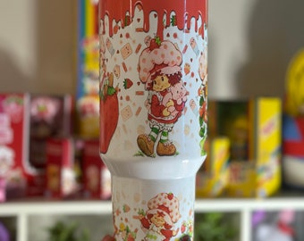 40oz Retro Strawberry Girl Stainless Steel Tumbler | Drip Tumbler | 80s Travel Cup | Sublimated Drink ware