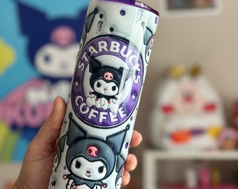 20oz Puffy Cute Kawaii Bunny Sublimated Tumbler With Lid And Straw/ Purple Bunny Cup/Illusion Cup/Kawaii Cup