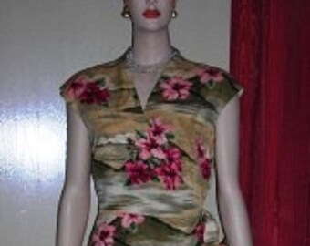 Tommy Bahama Hawaiian Plumeria Himbeerwein Golden Gelb Beige Seide Mantel Wrap Langes Kleid Sz 8 Neu mit Tags Muttertag Geschenk