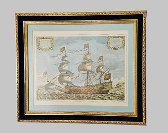 British Maritime Museum Greenwich Framed Sovereign of the Seas War Ship J Payne 1637