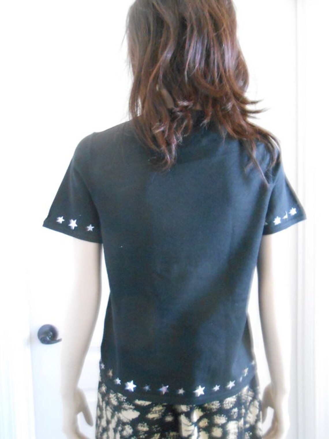 Vintage 1990s Michael Simon Halloween Witch Silk Black Silver Knit Top Sweater Tee Shirt Sz Medium NWT, Foto 4 von 4