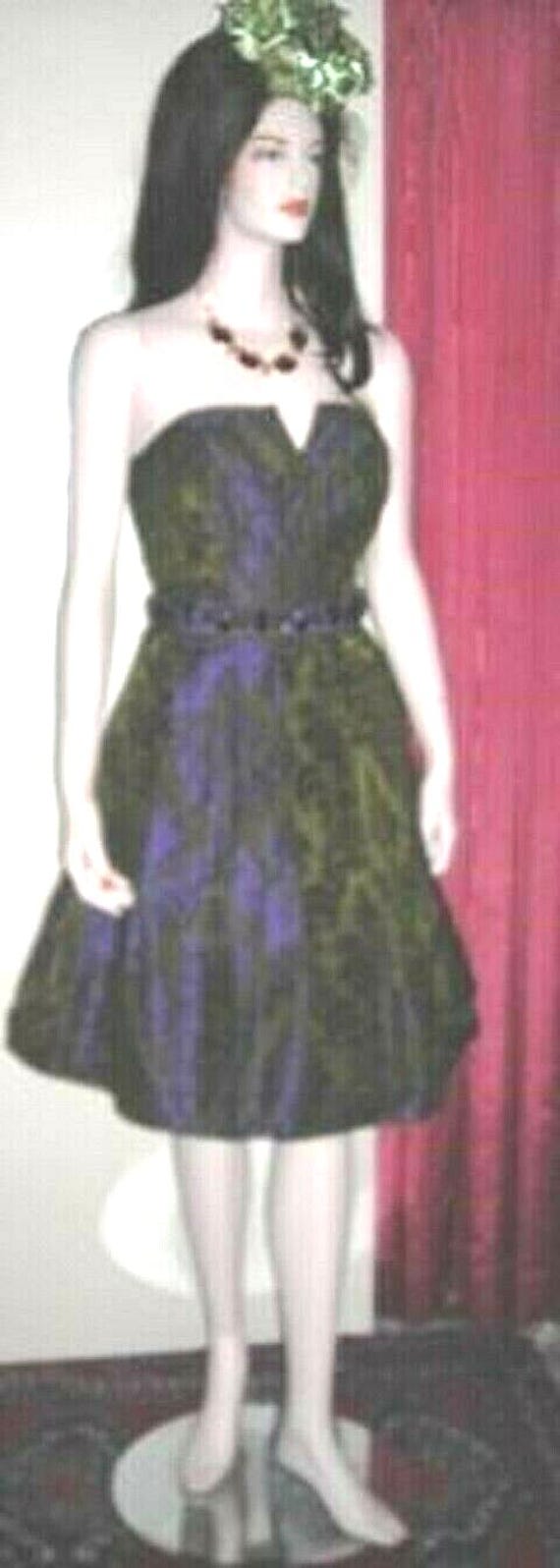 chetta b silk dress Chetta B Purple Silk Strapless Aubergine & Green Brocade Cocktail Wedding  Bridesmaid Dress Sz 14 New W Tags Jeweled Belt for a Sexy Look!