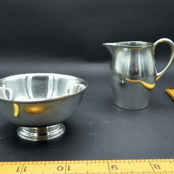 Reed and Barton Silver Plate Paul Revere Miniature Cream Pitcher and Sugar Bowl 1950