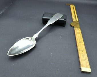 Antique Hall & Elton American Coin Silver Fiddle Wing Serving Spoon 1841