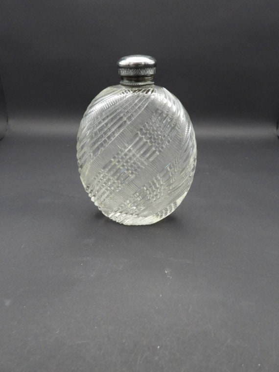Antique Silver Cut Crystal Glass Perfume or Liquor