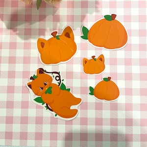 Cat Pumpkin Set / Halloween Stickers / Stickers / Cute Stickers / Matte Vinyl / Kawaii Stickers / Halloween / Cat / Cat Stickers / Cats