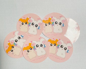 Love Conquers All / Hamtaro Sticker / DieCut Sticker / Kawaii Sticker / Journal Sticker / Cute Sticker / Laptop Sticker / Stickers